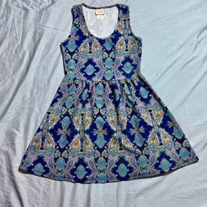 Self Esteem Blue Paisley Skater A-line Dress Junior's Size Medium